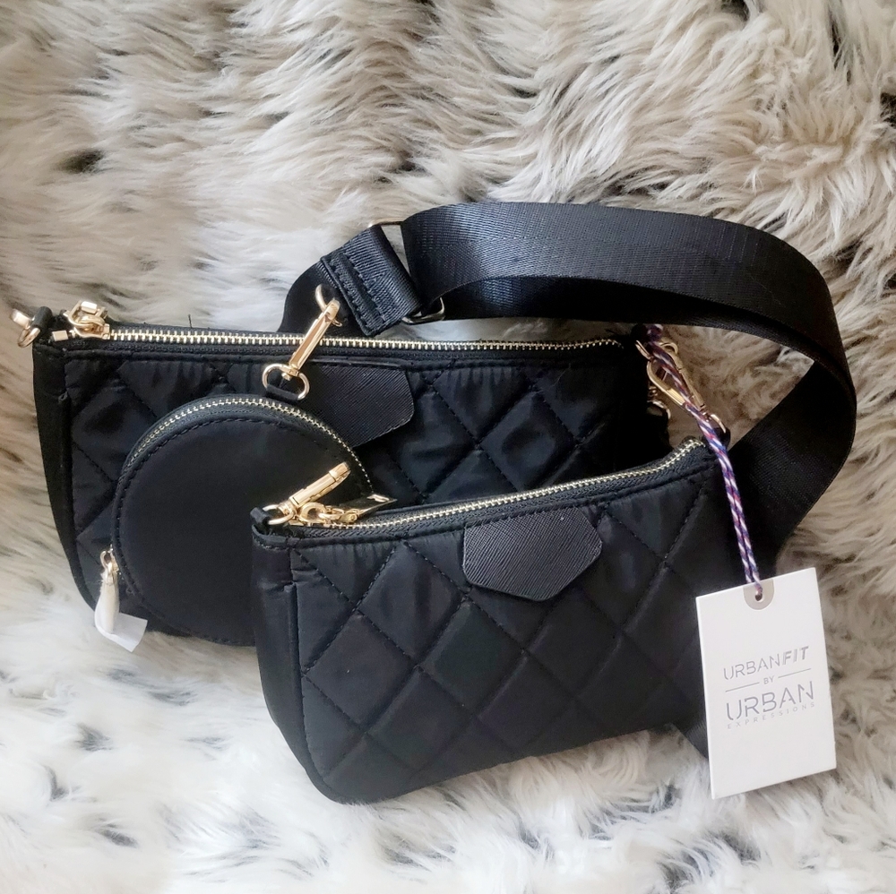 Urban Expressions Nylon double Pouch Crossbody Bag